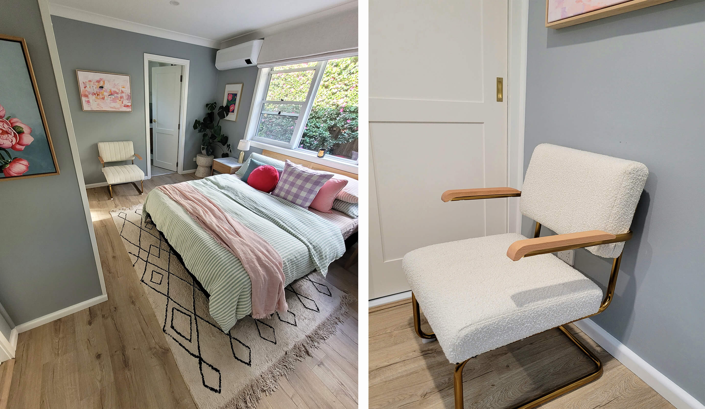 In Master Makeover with Jen Bishop from Interiors Addict, Jen shows us how to transform your bedroom space with a few key pieces and some stunning homewares, including our Blake Boucle Armchair, Avalon Bedsides & prints from The Poster Club. 